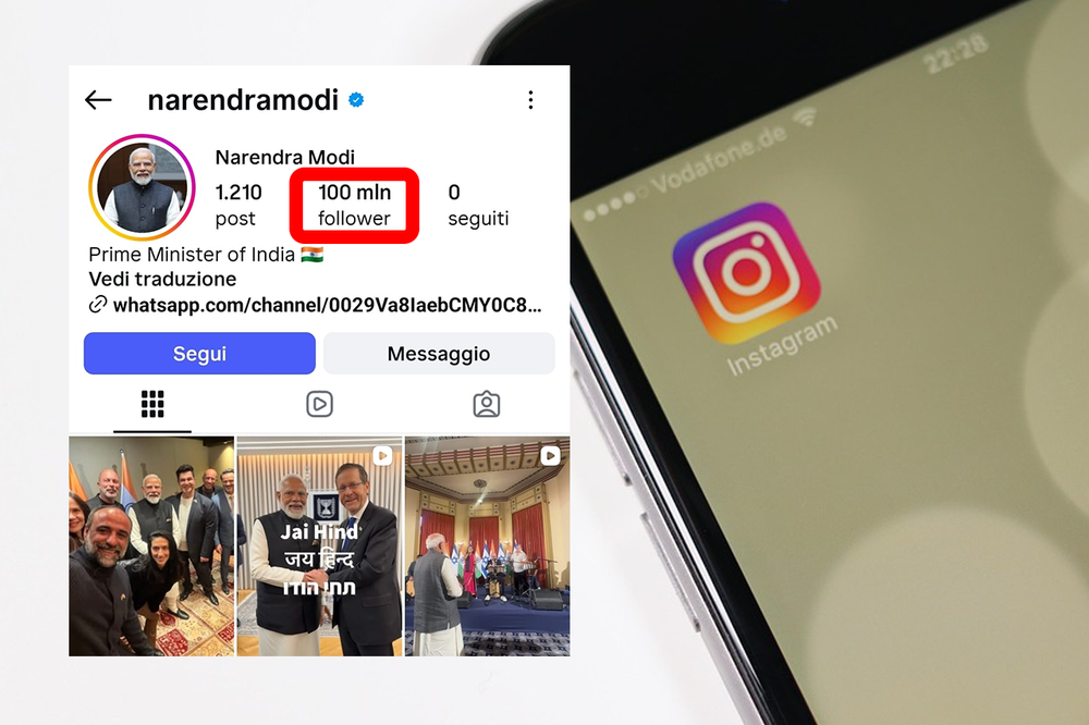 Social, Modi domina Instagram: 100 milioni di follower. La classifica