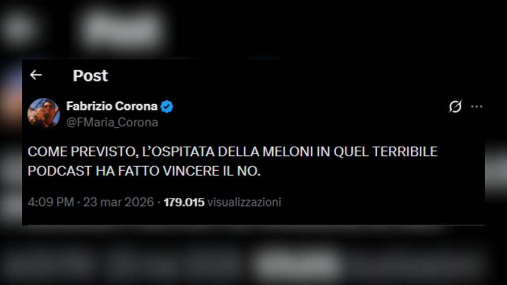 Corona contro Meloni al podcast: “Ha fatto vincere il No”