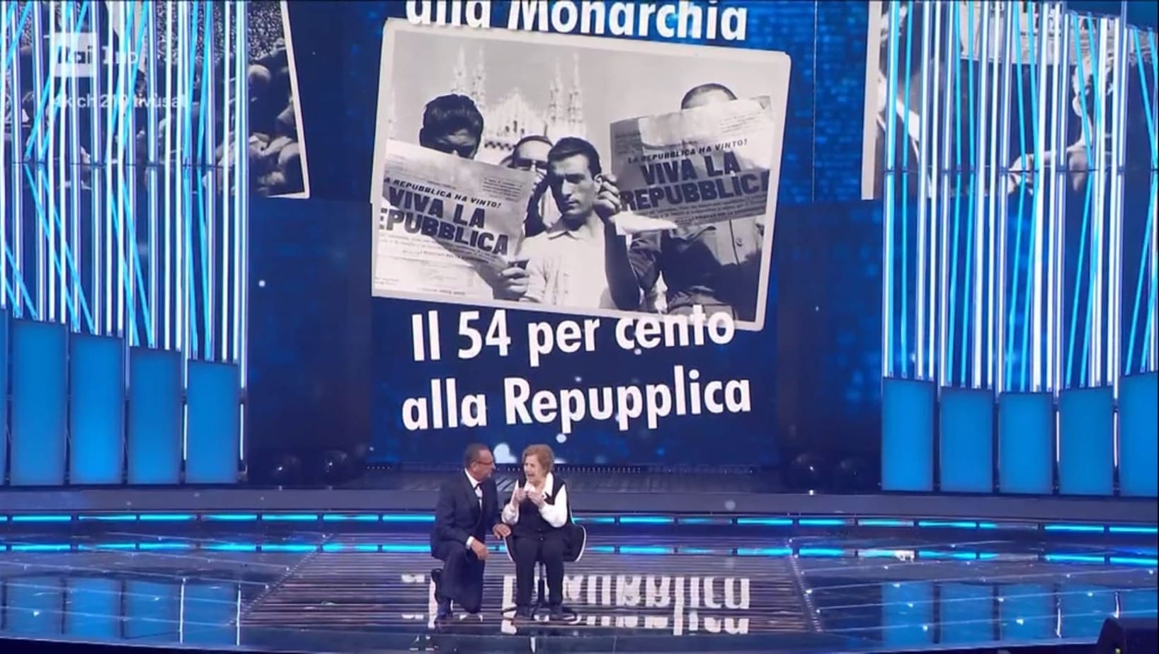Sanremo, gaffe sul palco dell’Ariston: sul maxischermo spunta “Repupplica”