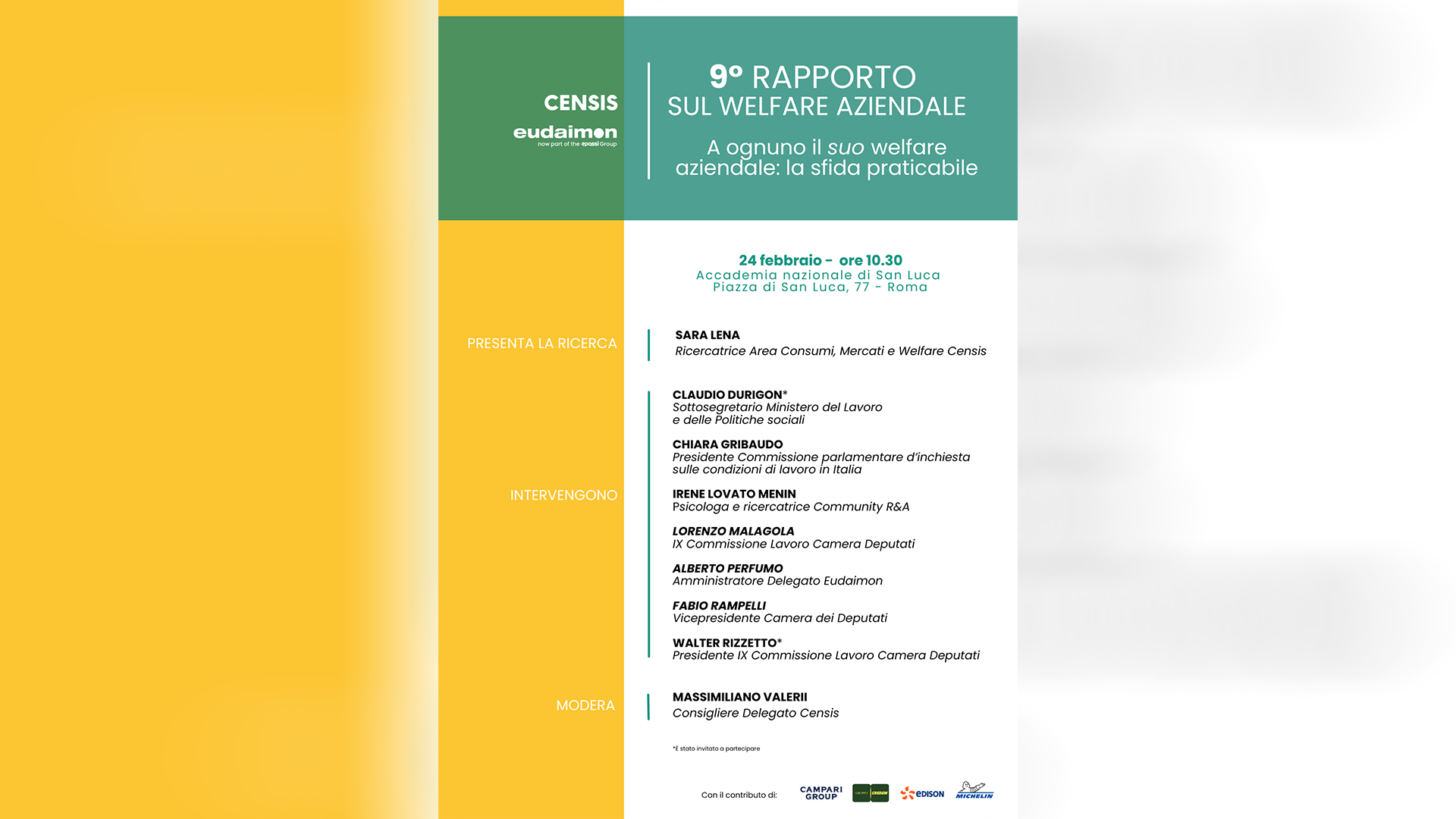 Welfare aziendale, il Censis presenta il 9° Rapporto a Roma