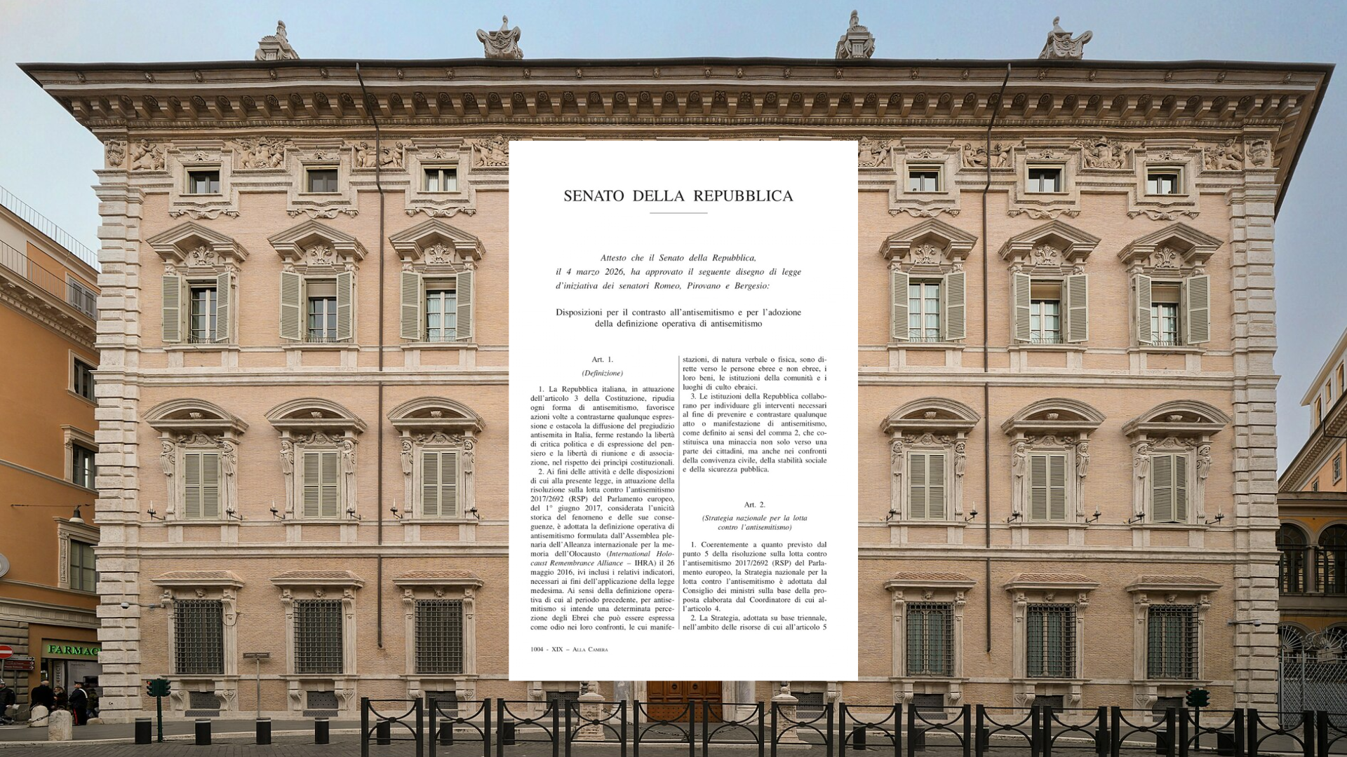 Contrasto all’antisemitismo, il Senato dà il via libera: cosa introduce