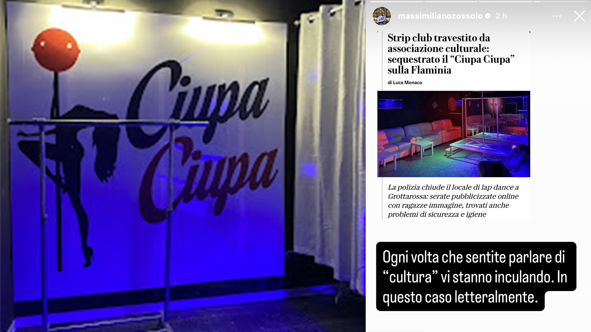 Roma, chiuso il “Ciupa Ciupa”. Zossolo "Se sentite parlare di 'cultura' vi stanno inculando. Letteralmente"