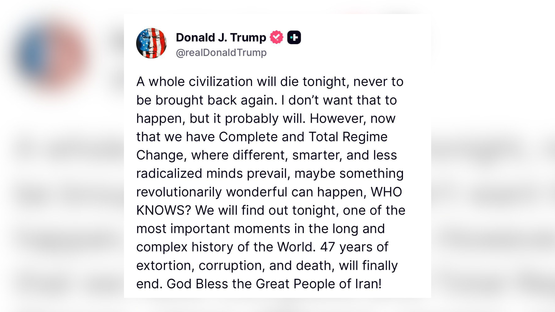 "Stanotte morirà un'intera civiltà": così Trump fissa il countdown finale per l'Iran