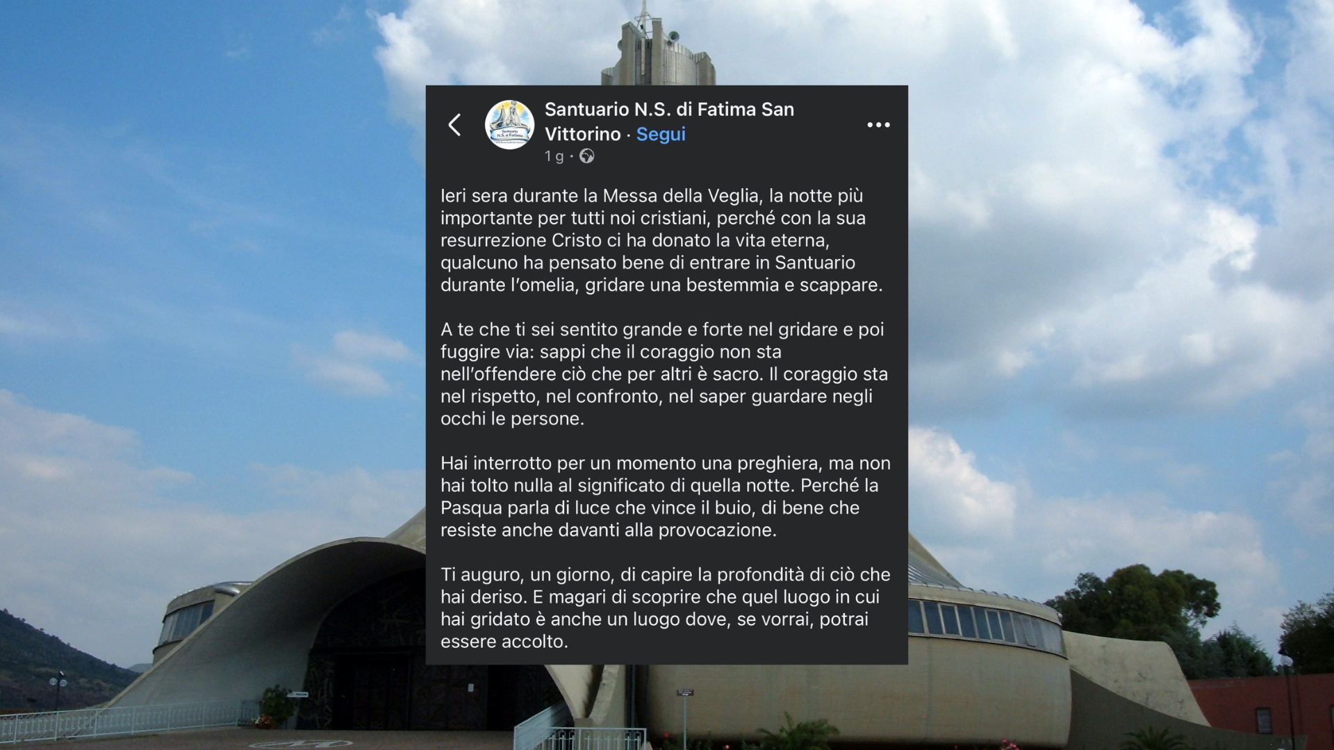 Roma, interruzione durante la Veglia pasquale: entra in chiesa, bestemmia e fugge