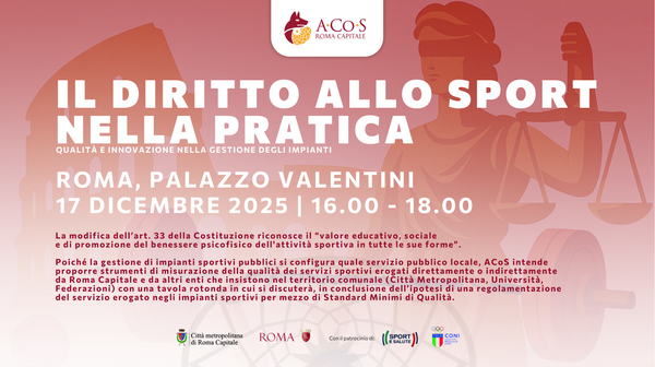 Il diritto allo sport e gestione degli impianti: il convegno ACoS a Palazzo Valentini